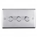Eurolite PSS3DLED Stainless steel 3 Gang dimmer, Polished Stainless Steel