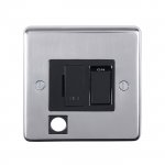 Eurolite PSSSWFFOB Stainless steel 13A DP Switched fuse spur with flex outlet, Polished Stainless Steel Plate, Black Rocker