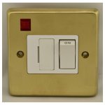 Eurolite SBSWFNW Stainless steel Switched fuse spur with neon, Satin Brass, White rocker