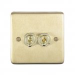 Eurolite SBT2SW Stainless steel 2 gang toggle switch, Satin Brass