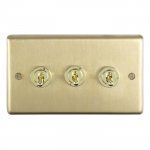 Eurolite SBT3SW Stainless steel 3 gang toggle switch, Satin Brass