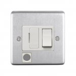 Eurolite SSSSWFFOW Stainless steel Switched fuse spur with flex outlet, Satin Stainless Steel, White rocker