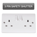CLICK CMA1036 MODE 13A 2 Gang Double Pole Switched Safety Shutter Socket Outlet Polar White