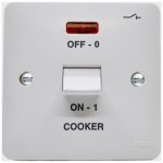 Hager WMDP50N/CK Sollysta 50A Double Pole White Wall Switch 1 Gang with LED Indicator marked 'COOKER'