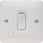 Hager WMDP84FO Sollysta 20A Double Pole White Wall Switch with Flex Outlet
