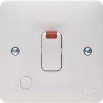 Hager WMDP84FON Sollysta 20A Double Pole White Wall Switch with LED Indicator & Flex Outlet