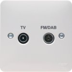 Hager WMDX Sollysta White Double TV & FM/DAB Co-ax Socket Outlet