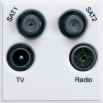 Hager WMMQX Sollysta White Quadplexer TV/SAT/FM/RTRN Euromodule