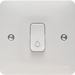 Hager WMPS12RB Sollysta White Wall Push Switch with 'BELL' Symbol