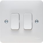Hager WMPS22 Sollysta 10AX 2 Gang 2 Way White Wall Switch