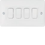 Hager WMPS42 Sollysta 10AX 4 Gang 2 Way White Wall Switch