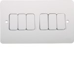 Hager WMPS62 Sollysta 10AX 6 Gang 2 Way White Wall Switch