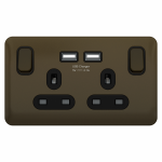 Schneider Electric GGBL30202USBABMBS Lisse 2G Switched 2 USB chargers Mocha Bronze