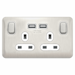 Schneider Electric GGBL30202USBAWSSS Lisse 2G Switched 2 USB chargers Stainless Steel