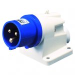 Gewiss  GW60404 16A 2P+E 200-250V 50/60Hz Blue IP44, screw wiring 90° angled surface mounting inlet