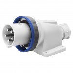 Gewiss GW61448 63A 2P+E 200-250V 50/60Hz Blue IP67, mantle terminal 90° angled surface mounting inlet