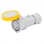 Gewiss GW62023H 16A 2P+E 100-130V 50/60Hz Yellow IP66/IP67/IP68/IP69, screw wiring straight connector