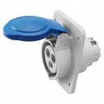 Gewiss GW62205H 16A 2P+E 200-250V 50/60Hz Blue IP44/IP54, screw wiring 10° angled flush mounting outlet
