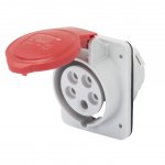 Gewiss GW62209H 16A 3P+E 380-415V 50/60Hz Red IP44/IP54, screw wiring 10° angled flush mounting outlet