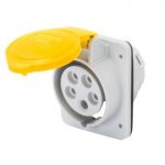 Gewiss GW62213H 32A 2P+E 100-130V 50/60Hz Yellow IP44/IP54, screw wiring 10° angled flush mounting outlet