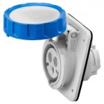 Gewiss GW62227H 16A 2P+E 200-250V 50/60Hz Blue IP66/IP67, screw wiring 10° angled flush mounting outlet
