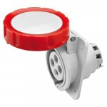 Gewiss GW62231H 16A 3P+E 380-415V 50/60Hz Red IP66/IP67, screw wiring 10° angled flush mounting outlet