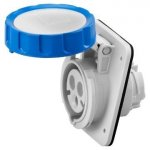Gewiss GW62238H 32A 2P+E 200-250V 50/60Hz Blue IP66/IP67, screw wiring 10° angled flush mounting outlet