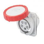 Gewiss GW62243H 32A 3P+N+E 380-415V 50/60Hz Red IP66/IP67, screw wiring 10° angled flush mounting outlet