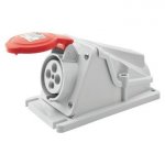 Gewiss GW62481 16A 3P+E 380-415V 50/60Hz Red IP44, screw wiring 90° angled surface mounting outlet