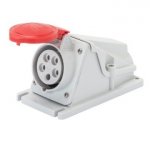 Gewiss GW62482 16A 3P+N+E 380-415V 50/60Hz Red IP44, screw wiring 90° angled surface mounting outlet