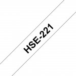 Brother HSe-221 Label Roll  Black on White with heat shrink, 8.8mm x 1.5M