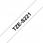 Brother TZe-S221 Labelling Tape Cassette  Black on White Strong Adhesive, 9mm wide