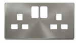 CLICK SCP436BS DEFINITY Brushed Stainless 13A 2 Gang Switched Socket Outlet Cover Plate