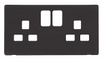CLICK SCP436BK DEFINITY Matt Black 13A 2 Gang Switched Socket Outlet Cover Plate