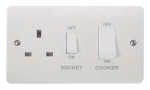 CLICK CMA504 MODE 45A 2 Gang Double Pole Switch With 13A Double Pole Switched Socket Outlet & White Rockers Polar White