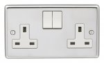 Eurolite PSS2SOW Stainless steel 2 gang socket, Polished Stainless Steel, White rockers