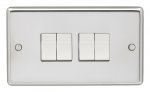 Eurolite PSS4SWW Stainless steel 4 gang switch, Polished Stainless Steel, White rockers