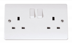 CLICK CCA606 CURVA 13A 2 Gang Switched Socket Outlet Polar White