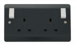 CLICK CMA836AG PART M 13A 2 Gang Double Pole Switched Socket Outlet With Outboard Rockers Anthracite Grey