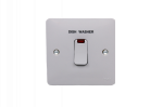 Hager WMDP84N/DW Sollysta 20A Double Pole White Wall Switch with LED Indicator marked 'DISHWASHER'