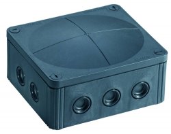 WISKA 10101463 COMBI 1210/5 BK junction box, 160 x 140 x 81mm, black, plastic