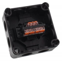WISKA 10110404 COMBI 308 BK / 3-221-413 junction box, 85 x 85 x 51mm, black, plastic, with Wago terminals