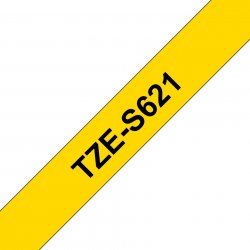 Brother Pro Tape TZe-S621 Strong adhesive tape - Black on Yellow, 9mm