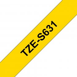 Brother Pro Tape TZe-S631 Strong adhesive tape - Black on Yellow, 12mm