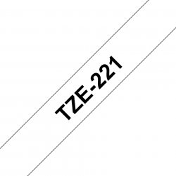 Brother TZe-221 Labelling Tape  Black on White, 9mm wide.