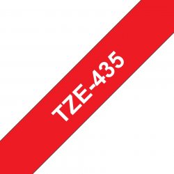Brother TZe-435 Labelling Tape Cassette  White on Red, 12mm wide