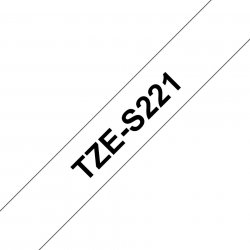 Brother TZe-S221 Labelling Tape Cassette  Black on White Strong Adhesive, 9mm wide