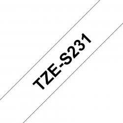Brother TZe-S231 Labelling Tape Cassette  Black on White, 12mm wide