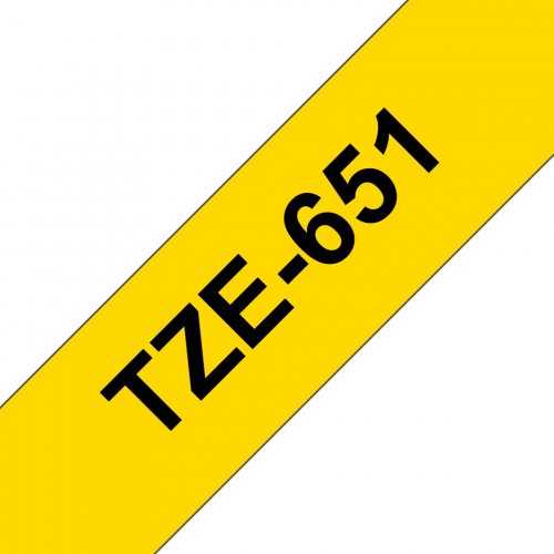 Brother TZe-651 Labelling Tape Cassette  Black on Yellow, 24mm wide