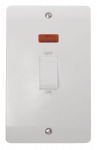 CLICK CMA503 MODE 45A 2 Gang (Vertical) Double Pole Plate Switch With White Rocker & Neon Polar White